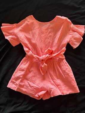 Zara Coral Tie-Waist Girls' Romper